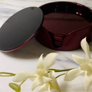 Lacquer Round Xmas Luxe Coasters (6) including storage … vintage never used